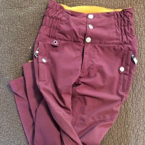 Bonfire ski/snowboard pants, high waisted